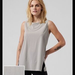 Athleta Zephyr Refined Tank Gray and White Striped